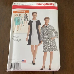 Sewing Pattern Simplicity 1197 Dress & Lined Coat Size 6-8-10-12-14 New Uncut - Picture 1 of 4