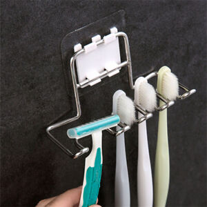 Bathroom Stainless Steel Wall Mounted Toothbrush Holder Toothpaste Razor Stand