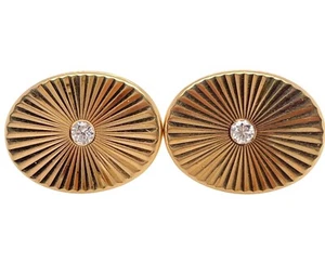 Vintage Marked Tiffany & Co 14k Solid Yellow Gold Natural Diamond Mens CuffLinks - Picture 1 of 4