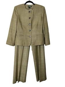Lauren Ralph Lauren Blazer Vintage 100% Silk  Tweed Suit Jacket  Sz 8 Pants Sz 4 - Picture 1 of 19