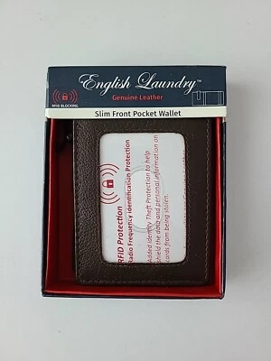NUEVA Cartera de Bolsillo Frontal Delgada con Bloqueo RFID de Cuero Genuino para Lavandería Inglesa Foto 1 de 4