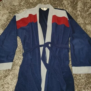 Cappotto Kimono Vintage Unisex LEE House Taglia 31 S/M Rosso Grigio Blu - Foto 1 di 4