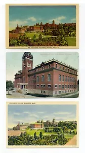 Worcester MA lotto di 4 cartoline, Holy Cross College, edifici, vedute campus - Foto 1 di 4