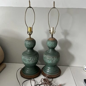 Mid Century James Mont Asian Hollywood Regency Lamps Pair - Picture 1 of 9