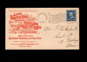 J Breck Farm Garden Lawn Seed Warehouse Boston Flag #8 Ovate 1896 Cover 10e - Picture 1 of 3