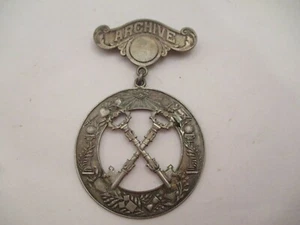 Vintage 925 Sterling Silver Freemason Medal Archive Crossed Keys Eye Providence - Picture 1 of 9