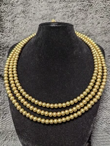 Vintage signierte George goldfarbene 3 Strang Halskette - Bild 1 von 5