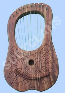 Arpa SCLyre palo de rosa 10 cuerdas de metal grabado/palo de rosa Lyra arpa estuche libre - Imagen 1 de 1