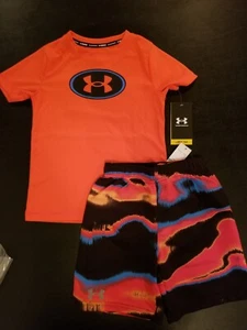 Under Armour UA Boys Swim Shirt and Swim Trunks Size 5 New - Picture 1 of 4