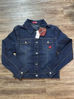 Vintage Y2K Big Apple Bottom Denim Jeans Moto Jacket Size Large New With Tags - Image 1 of 4