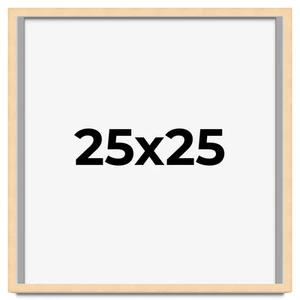 25x25 Frame Natural Brown Picture Frame Modern Photo Frame UV Acrylic, Acid Free - Picture 1 of 9