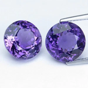 10.15Cts Striking Natural Amethyst 11mm Round Matching Pair Loose Gemstones - Picture 1 of 4