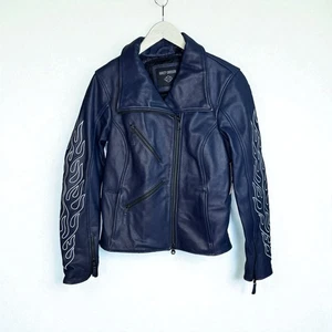 2024 Harley Davidson M Women’s Brazen Leather Biker Jacket 97024-24VW Ombre Blue - Picture 1 of 10
