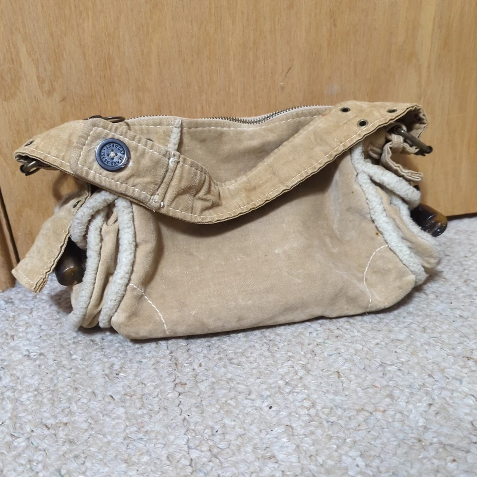 VTG Y2K Gap Womens Hobo Bag Purse Slouchy Tan Retro Sherpa Tote Chunky Toggle - Image 1 of 4