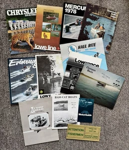 Vtg 70s CHRYSLER Evinrude LOWE Outboard Fishing Motor BOAT Brochure CATALOG LOT - Picture 1 of 13