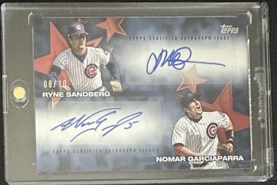 2025 Topps Serie 2 RYNE SANDBERG NOMAR GARCIAPARRA Estrellas de Béisbol Doble Automático/10 Foto 1 de 3