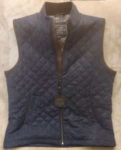 Jos A Bank Reserve Herringbone Full Zip Vest Mens L Wool Poly Blend Quilted NEW - Picture 1 of 9
