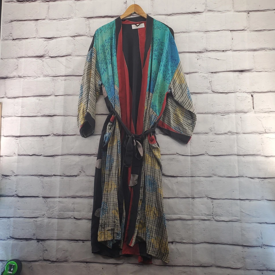 Michelle Garcia Kimono Robe Womens One Size Multicolor Patchwork Belted Duster - Image 1 of 4