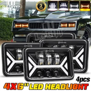Fit Chevrolet Monte Carlo SS 1980-1988 4PCS 4x6" LED Headlights DRL Hi/Lo HALO - Picture 1 of 12