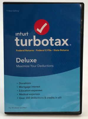 Intuit Turbotax Deluxe Federal Returns Federal E-file & State Returns 2018 Foto 1 de 3