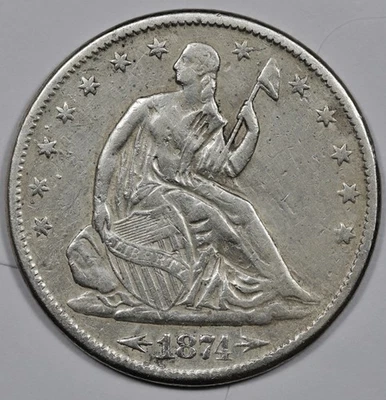 Medio dólar libertad sentada años 1874.  VF.  209591 Foto 1 de 2