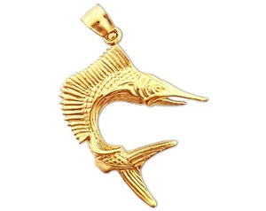 Colgante pez vela oro 14K 3D - Imagen 1 de 6