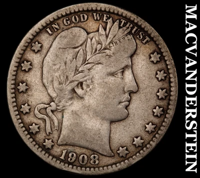 1908-O Barber Quarter - Scarce  Very Fine  Better Date  No Reserve  #F9491 - Image 1 of 2