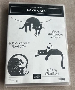 LOVE CATS Stamp Set Stampin Up Cat Head Over Hers Valentine Hanging Out J23 - Picture 1 of 6