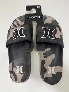 Hurley Camouflage Printed Slide Sandal - Slippers Black/White Size 10 Men - Picture 1 of 4