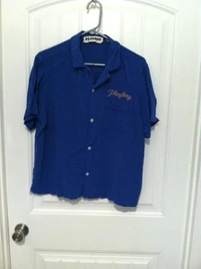 Camisa Playboy De Colección Para Hombre Mediana Azul Pacsun Rayón Manga Corta Botón Informal - Imagen 1 de 6