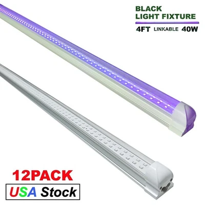 12 Pack Led Black Light Bar Single Fixture 40W T8 Integrated Tube for Body Paint - Image 1 of 4