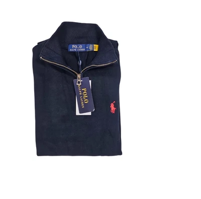 Men's RALPH LAUREN Sweater Knitted Long Sleeve Quarter Zip Jumper Slim fit — 第 1/4 张图片