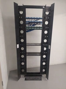 Middle Atlantic 44U 2 rail rack with 3 shelves and 3 Panduit patch panels. - Picture 1 of 3