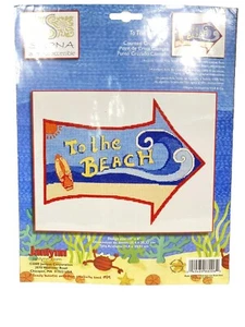 Janlynn gezählt Kreuzstich Kit "Zum Strand" Schild 10" x 8" Surfbrett Wellen - Bild 1 von 3