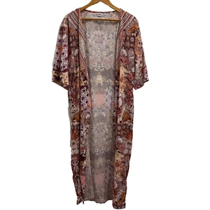 Vine Apparel Duster One Size Kimono Autumnal Embellished Long Bohemian - Picture 1 of 6