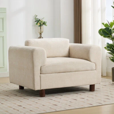 Modern Upholstered Barrel Tub Club Accent Chairs Oversized Armchairs Single Sofa - Image 1 of 4