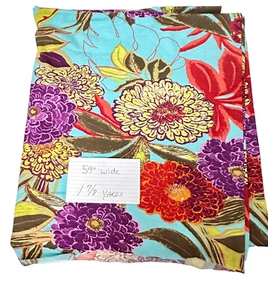 VTG Large Bright Tropical Floral Print Stretch Knit Fabric 1 7/8 Yards - Picture 1 of 4