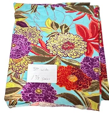 VTG Large Bright Tropical Floral Print Stretch Knit Fabric 1 7/8 Yards - Image 1 of 4