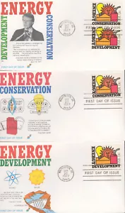 Juego de 3 FDC 1977 - Scott# 1723-24 - Energy - Spectrum Cachet - Imagen 1 de 1