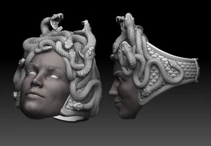 Medusa and Poseidon Sterling Silver 925 Ring - Picture 1 of 11