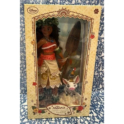 NUEVA Muñeca Disney Store Moana Edición Limitada LE 17” Reliquia Pua y Hei-Hei RARA Foto 1 de 4