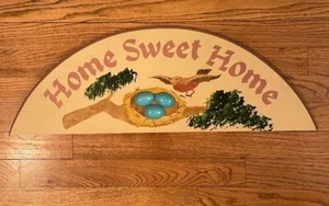 Vintage Heart & Hand Farmhouse Home Sweet Home Birds Nest & Eggs Wall Art Plaque - Picture 1 of 12