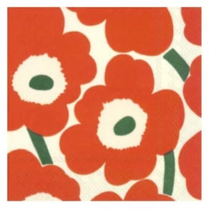 Marimekko UNIKKO orange grey Flowers IHR Paper Table Napkins 33 cm square 3 ply - Picture 1 of 1