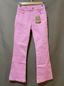 NWT Mini Boden Girls Zip Adjustable Waist Cotton 5-Pocket Flare Jeans SZ 11 Pink - Picture 1 of 12