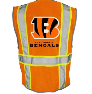 🏈🦺CINCINNATI BENGALS REFLECTIVE SAFETY PPE VEST W/REFLECTIVE LOGO M/L/XL/2XL - Picture 1 of 6