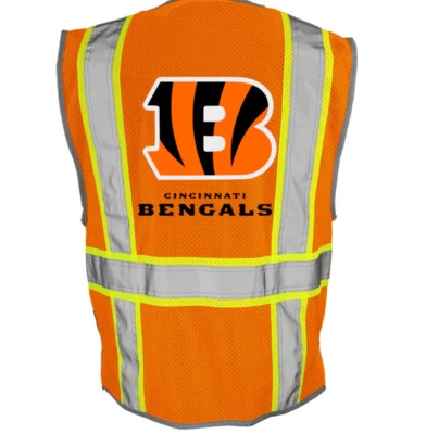 🏈🦺CINCINNATI BENGALS  REFLECTIVE SAFETY PPE VEST W/REFLECTIVE LOGO M/L/XL/2XL - Image 1 of 4
