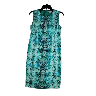 Vestido recto LIZ CLAIBORNE verde sin mangas talla 8 algodón/spandex forrado cremallera trasera Foto 1 de 4