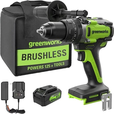 Greenworks 24V 140Nm Hammer Drill 1/2 in Chuck DDG407 w/ 4Ah Battery and Charger - Image 1 of 4