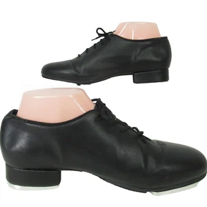 Leo Jazz Tap Dance Dancing Shoes Black Youth 9.5 M Lace Up Child Kids - Picture 1 of 11