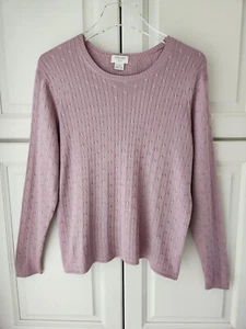Brooks 346 100% Silk Cable Knit Pullover Sweater L Light Purple Brooks Brothers - Picture 1 of 9